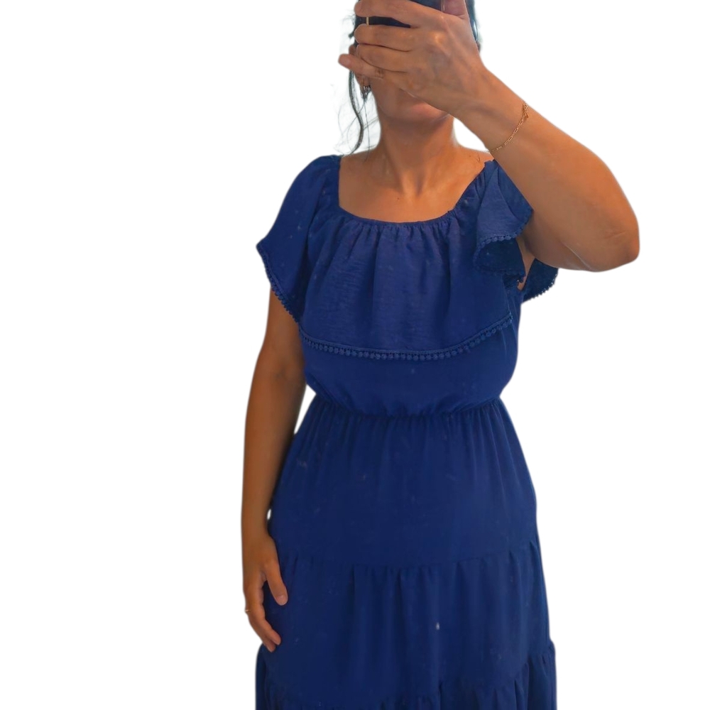 Blue Off-Shoulder Dress